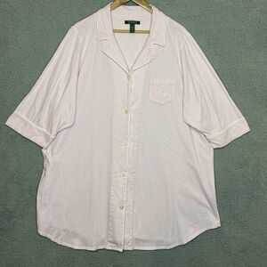 Lauren Ralph Lauren Womens Pink Striped 3/4 Sleeve Sleep Shirt Nightgown Sz 3X